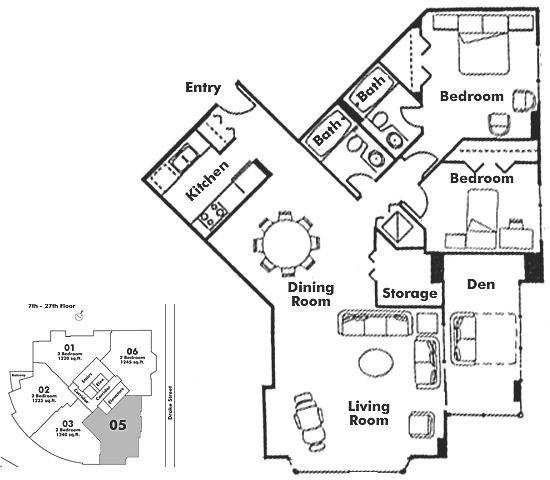 1605 388 DRAKE STREET, Vancouver, BC Floor Plan