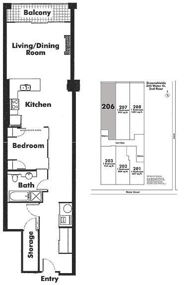 206 345 WATER STREET, Vancouver, BC Floor Plan