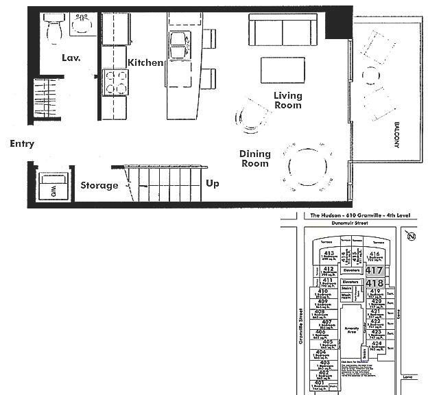 417 610 GRANVILLE STREET, Vancouver, BC Floor Plan