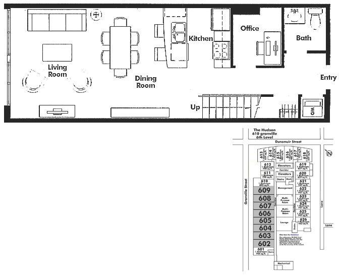 607 610 GRANVILLE STREET, Vancouver, BC Floor Plan