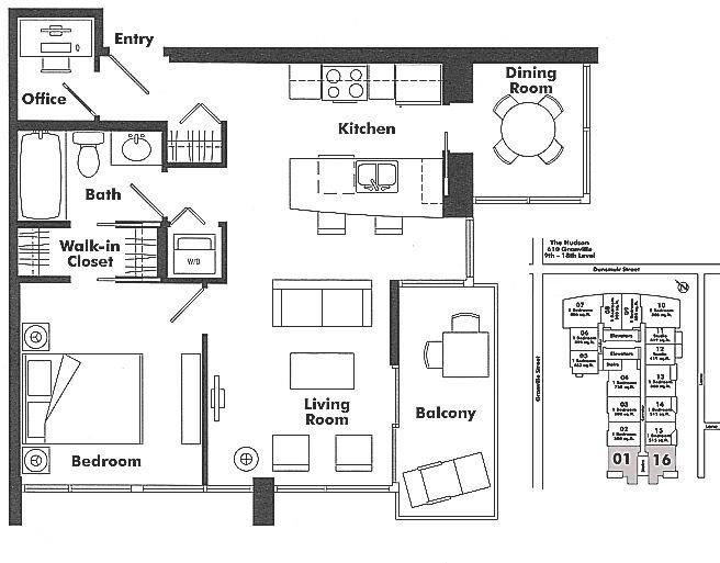 1616 610 GRANVILLE STREET, Vancouver, BC Floor Plan