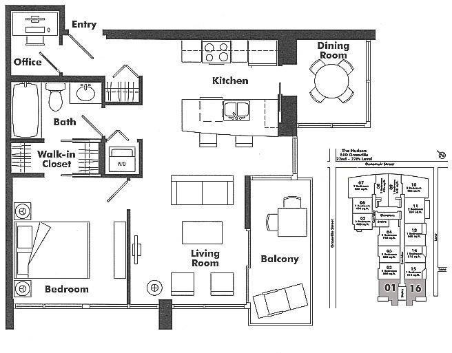 2301 610 GRANVILLE STREET, Vancouver, BC Floor Plan