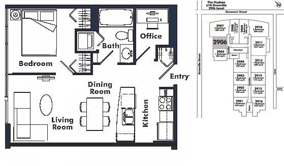 2906 610 Granville Street, Vancouver, BC Floor Plan