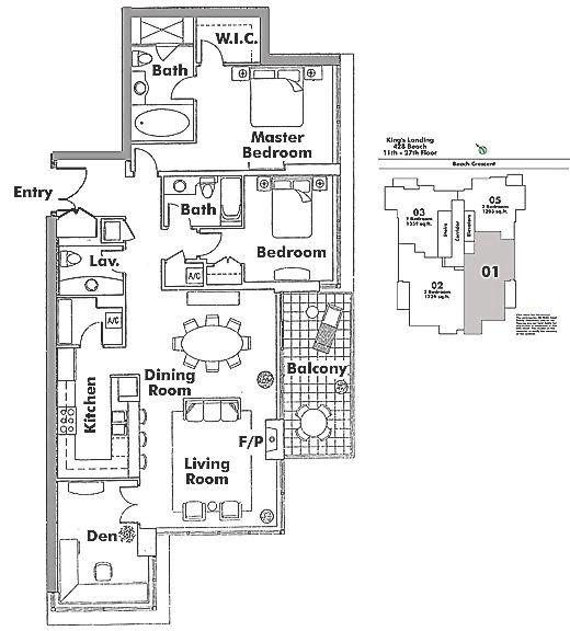 1101 428 BEACH CRESCENT, Vancouver, BC Floor Plan