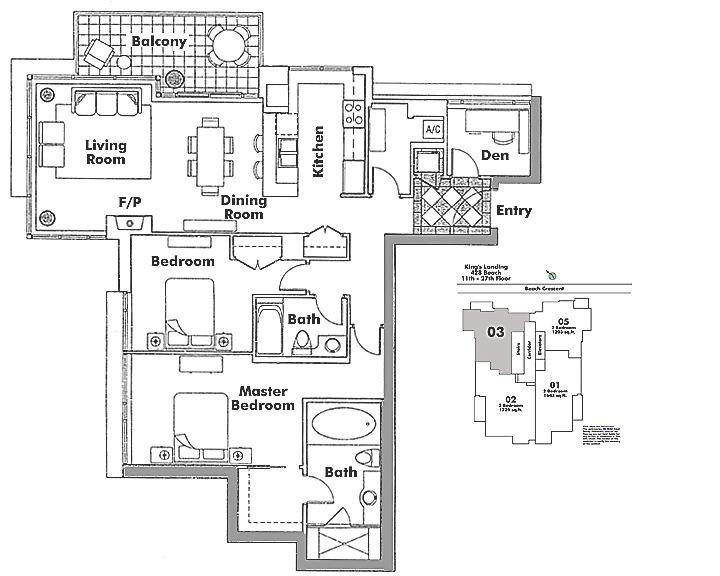 1203 428 BEACH CRESCENT, Vancouver, BC Floor Plan